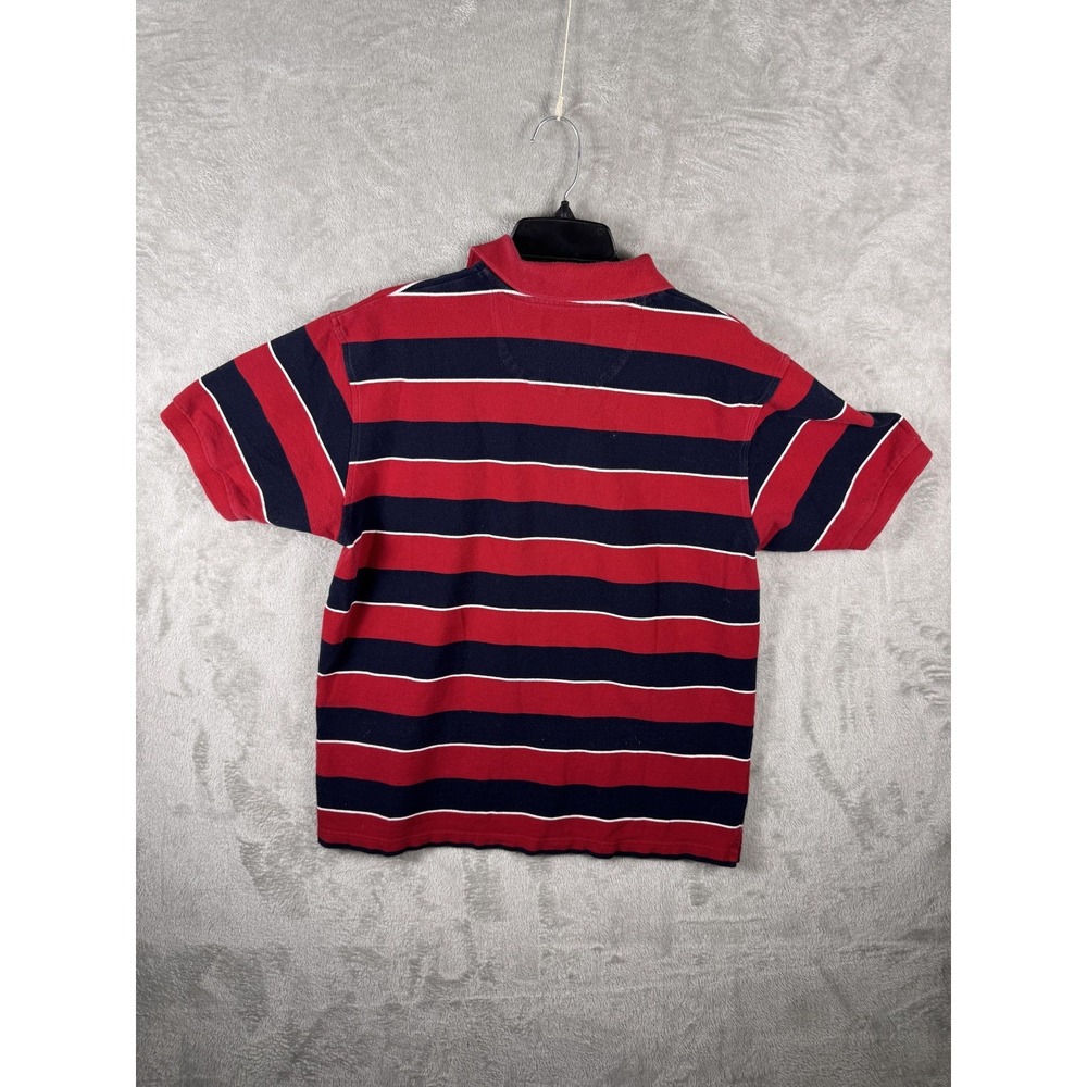 Chaps Ralph Lauren Polo Shirt Mens Large Red Navy Striped Short Sleeve Casual - Picture 4 of 9